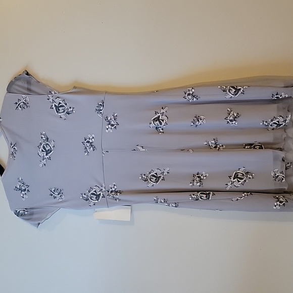 NWT Vintage Gray Floral Cap Sleeve Sun Dress - Picture 2 of 7